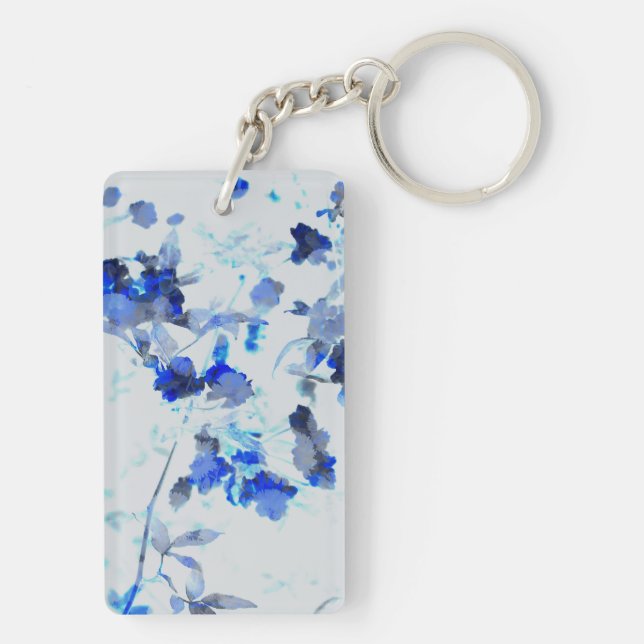 Modern, trendy art of floral / flower pattern keychain (Back)
