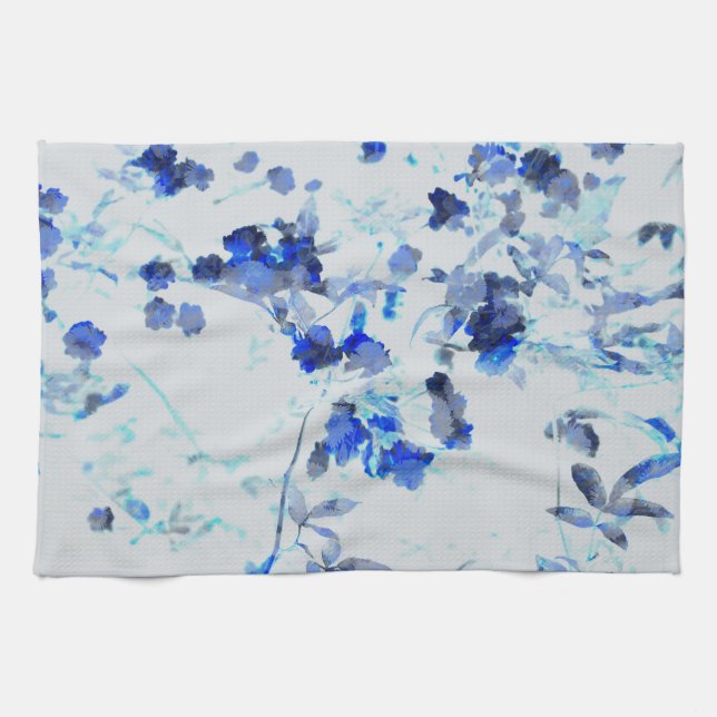 Modern, trendy art of floral / flower pattern kitchen towel (Horizontal)