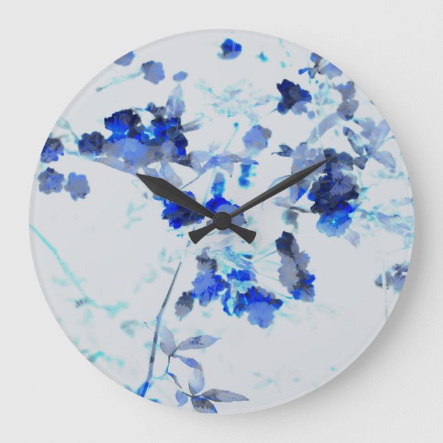 Modern, trendy art of floral / flower pattern large clock (Front)