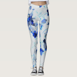 Modern, trendy art of floral / flower pattern leggings