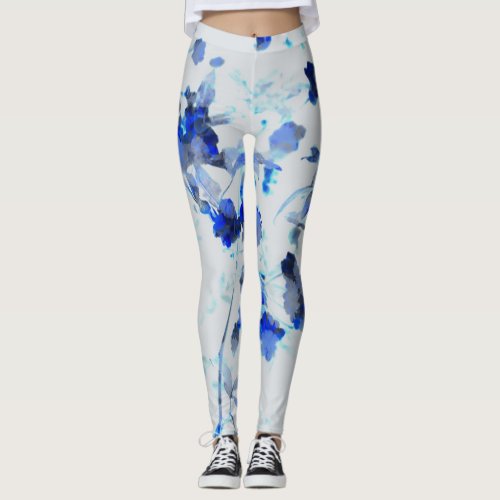Modern trendy art of floral  flower pattern leggings