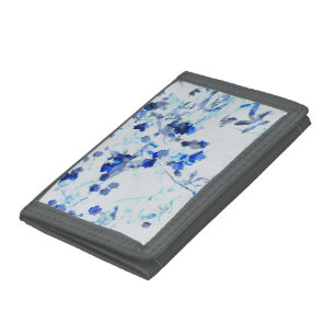 Modern, trendy art of floral / flower pattern tri-fold wallet