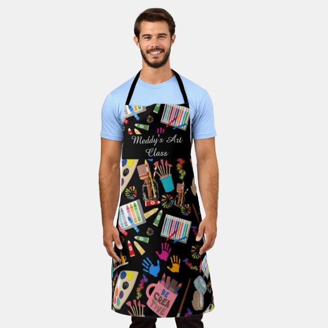 modern Trendy  Art Supplies pattern for Artists Apron (Worn)