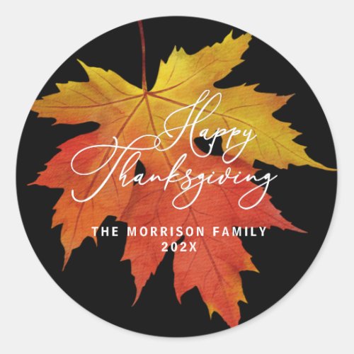 modern trendy autumn thanksgiving classic round sticker