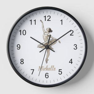 Modern Trendy Ballerina Ballet Dance Personalized Clock