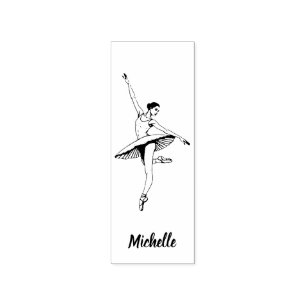 Modern Trendy Ballerina Ballet Dance Personalized Rubber Stamp