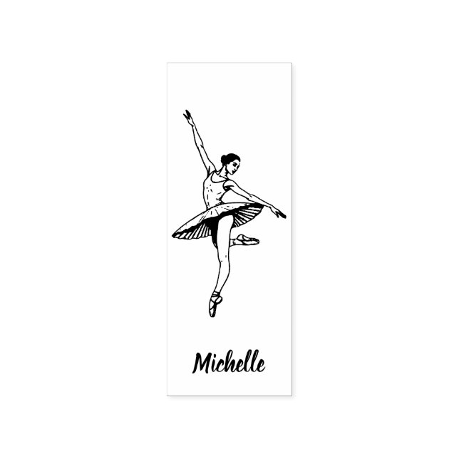 Modern Trendy Ballerina Ballet Dance Personalized  Rubber Stamp (Imprint)