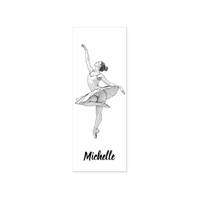 Modern Trendy Ballerina Ballet Dance Personalized  Rubber Stamp (Imprint)
