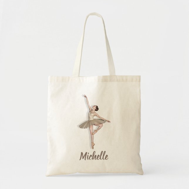Modern Trendy Ballerina Ballet Dance Personalized  Tote Bag (Front)