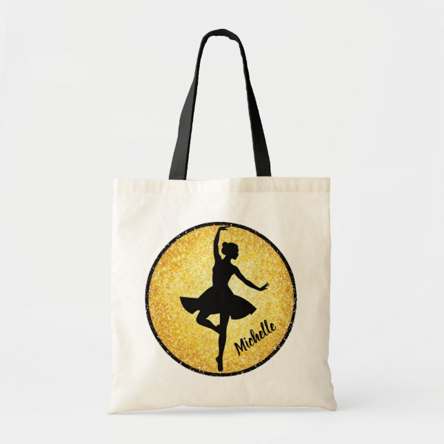 Modern Trendy Ballerina Ballet Dance Personalized  Tote Bag (Front)