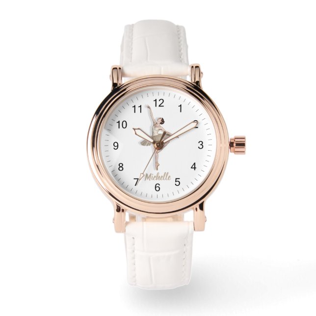 Modern Trendy Ballerina Ballet Dance Personalized Watch (Front)