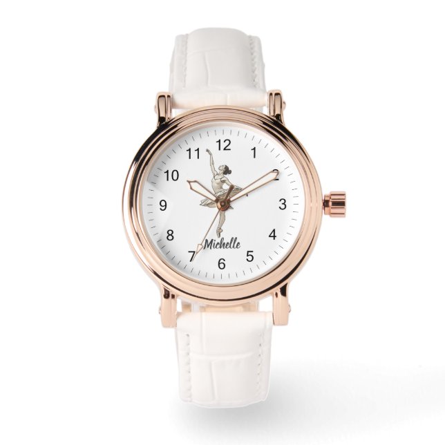 Modern Trendy Ballerina Ballet Dance Personalized Watch (Front)