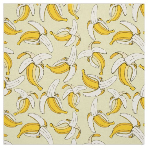 Modern Trendy Bananas Fruit on Beige Patterned Fabric
