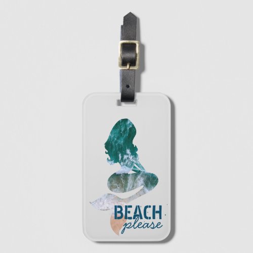 Modern Trendy Beach Please Mermaid Tropical Summer Luggage Tag