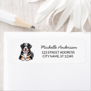 Modern Trendy Bernese Mountain Dog Return Address Label