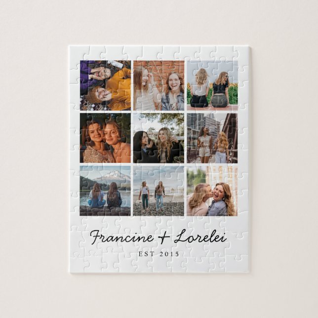 Modern Trendy Best Friends Besties Photo Collage Jigsaw Puzzle (Vertical)