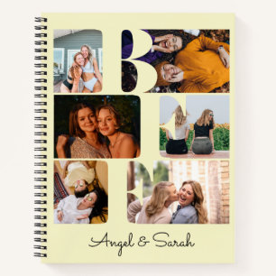 Modern Trendy BFF Best Friend Photo Collage Yellow Notebook
