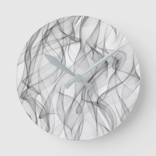 Modern Trendy Black and White Abstract Pattern Round Clock