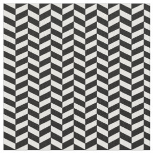 Modern Trendy Black and White Herringbone Pattern Fabric