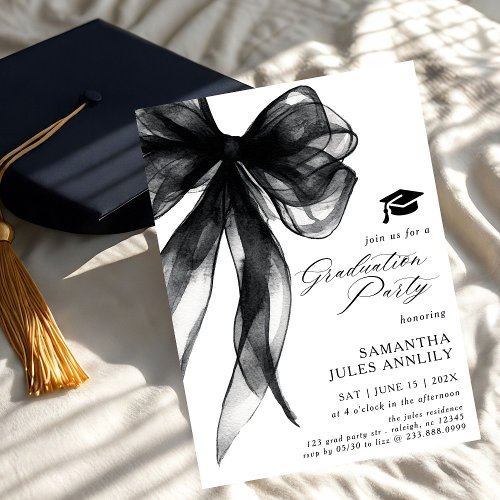 Modern Trendy Black Bow Graduation Party 