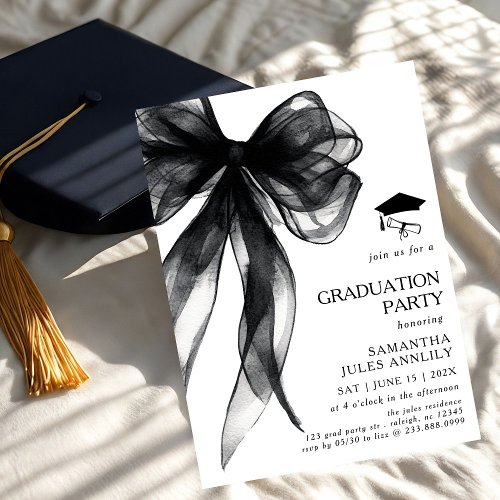 Modern Trendy Black Bow Graduation Party 