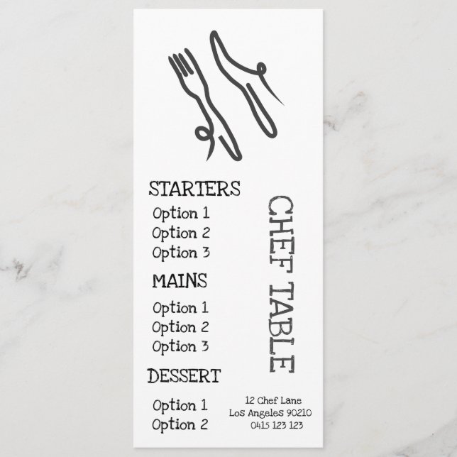 Modern trendy black gray and white restaurant menu (Front)