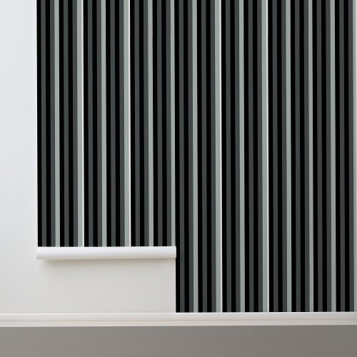 Modern Trendy Black Gray Stripes Pattern  Wallpaper