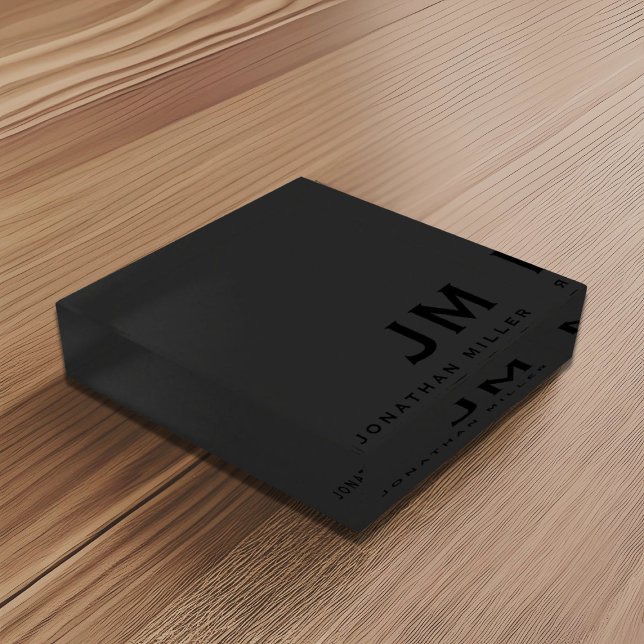 Modern Trendy Black Out Monogram Paperweight (Creator Uploaded)