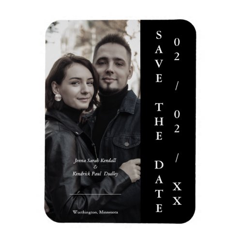 Modern Trendy Black Personalized Photo Couple Magnet