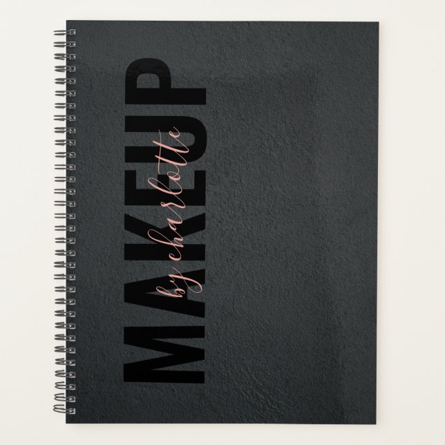Modern Trendy Black Pink Appointment Book Planner (Front)