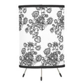 Modern Trendy Black & White Lace Pattern Tripod Lamp (Back)