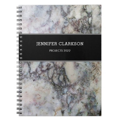 Modern trendy black white marble professional notebook