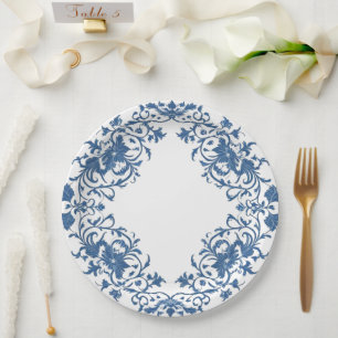 Modern trendy Blue and White Porcelain chinoiserie Paper Plates