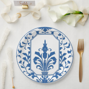 Modern trendy Blue and White Porcelain chinoiserie Paper Plates