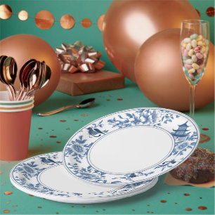 Modern trendy Blue and White Porcelain chinoiserie Paper Plates