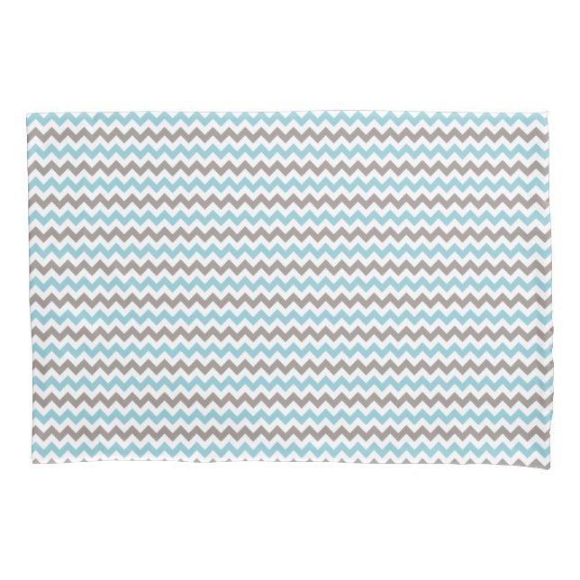 Modern Trendy Blue Gray Chevron Pattern Pillow Case (Front)