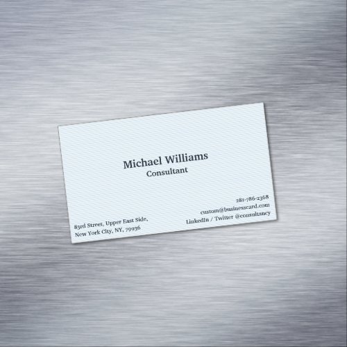 Modern Trendy Blue Lines Elegant Professional Business Card Magnet