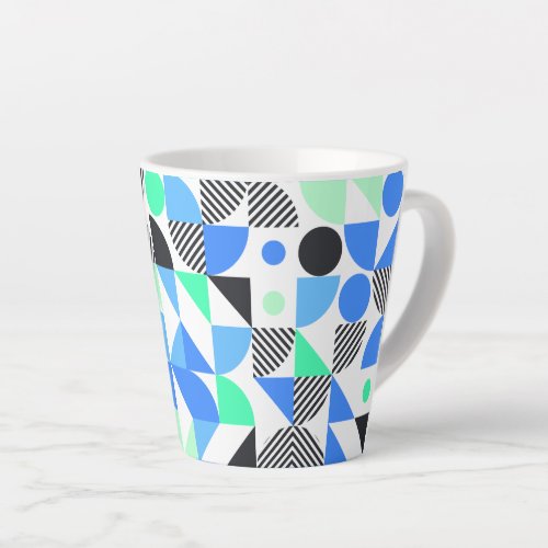 Modern Trendy Blue Mint Green Geometric  Latte Mug