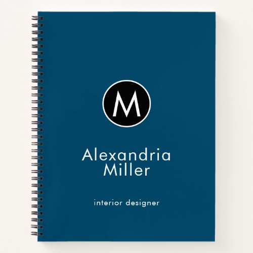 Modern Trendy Blue Monogram Notebook