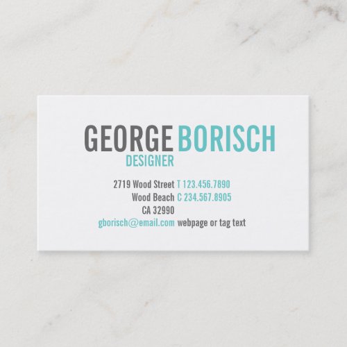 Modern Trendy Blue White Grey Business Card