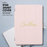 Modern Trendy Blush Pink and Gold Polka Dot Script<br><div class="desc">Protect your iPad in style with this modern, trendy protective iPad cover. It features a small white polka dot on a pale blush pink background and trendy gold tone hand script font with your name. Update the easy to use template with your choice of name. Create your own unique, perfect...</div>