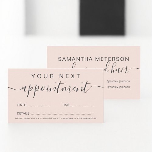 Modern trendy blush pink  ombre professional appointment card
