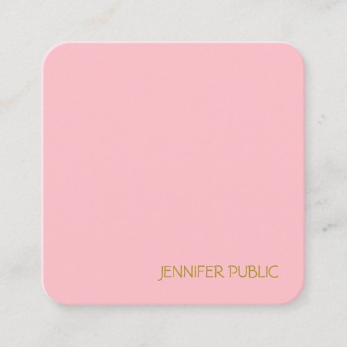Modern Trendy Blush Pink Professional Elegant Square Business Card