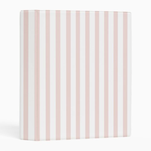 Modern trendy blush pink white vertical stripes mini binder