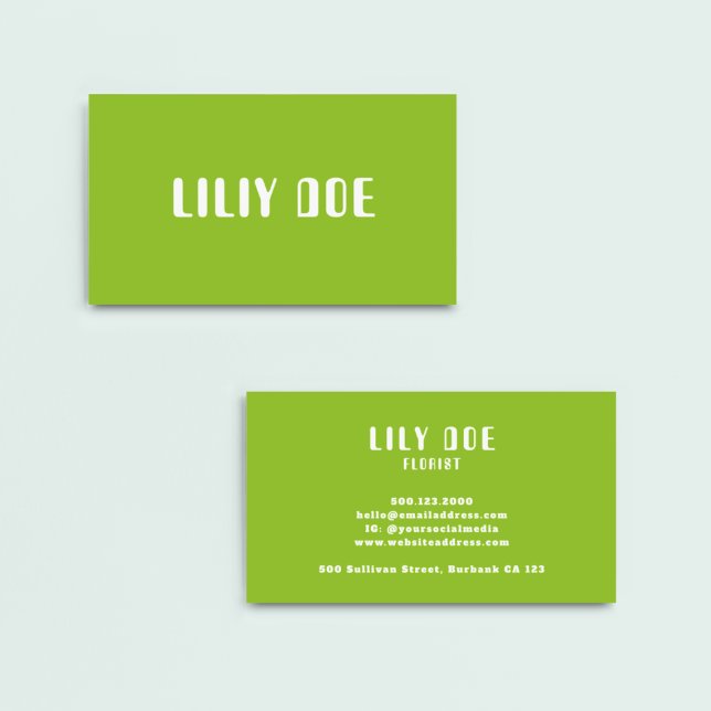 Modern Trendy Bold Green Unique Typography  Business Card (Creator Uploaded)