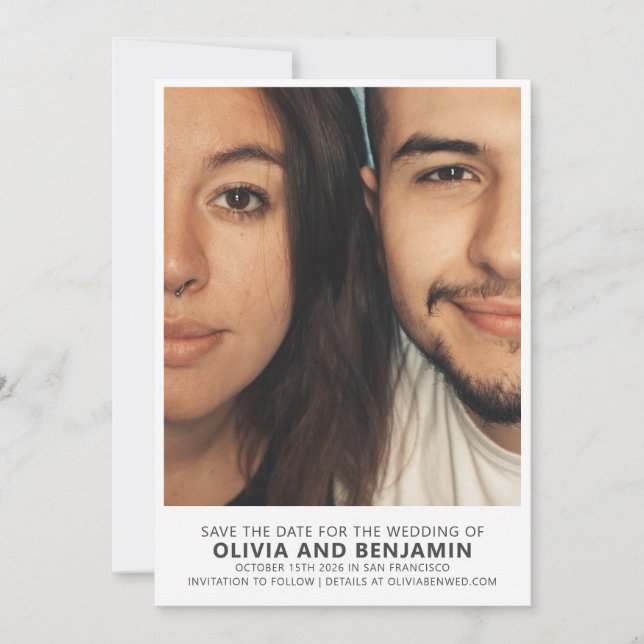 Modern Trendy Bold Typography Photo Wedding Save The Date (Front)