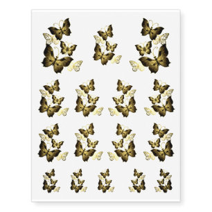 Modern Trendy Bride Gold Tone Butterflies Temporary Tattoos