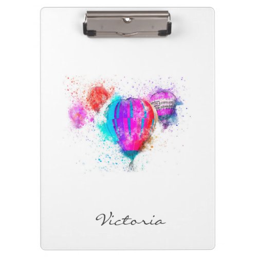 Modern Trendy Bright Balloon Add Your Name Clipboard