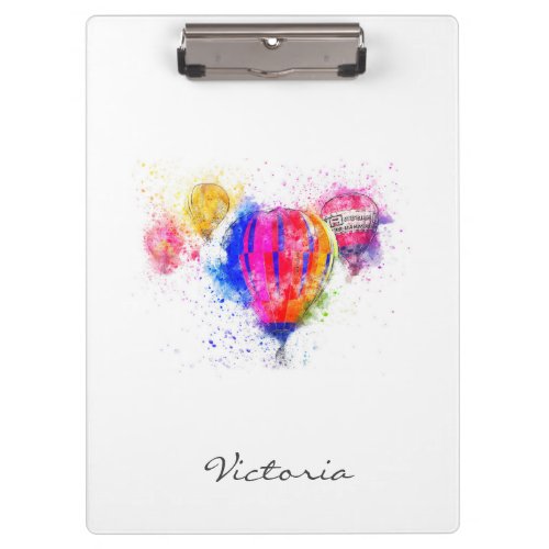 Modern Trendy Bright Colored Balloon Add Your Name Clipboard