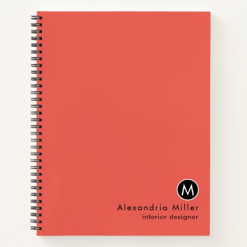 Modern Trendy Bright Minimal Monogram Notebook